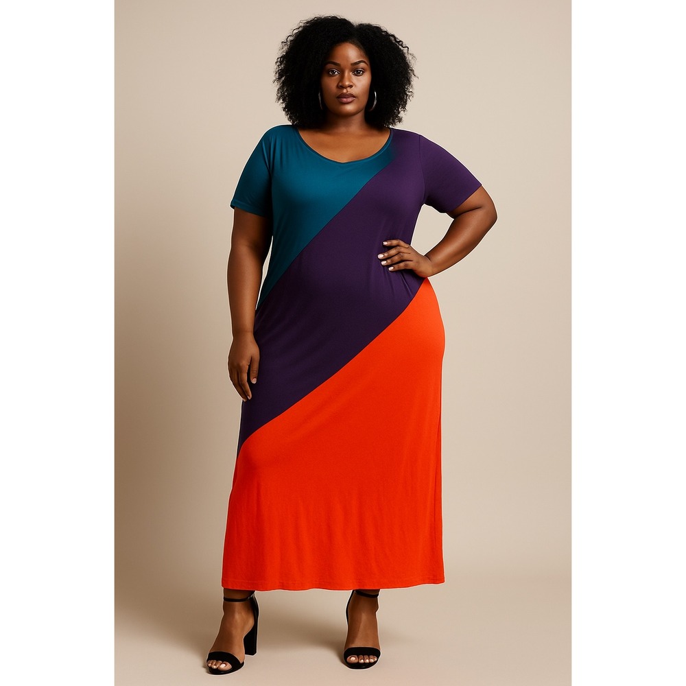 Buxom Curvy Bold Colorblock Maxi Dress 3X
